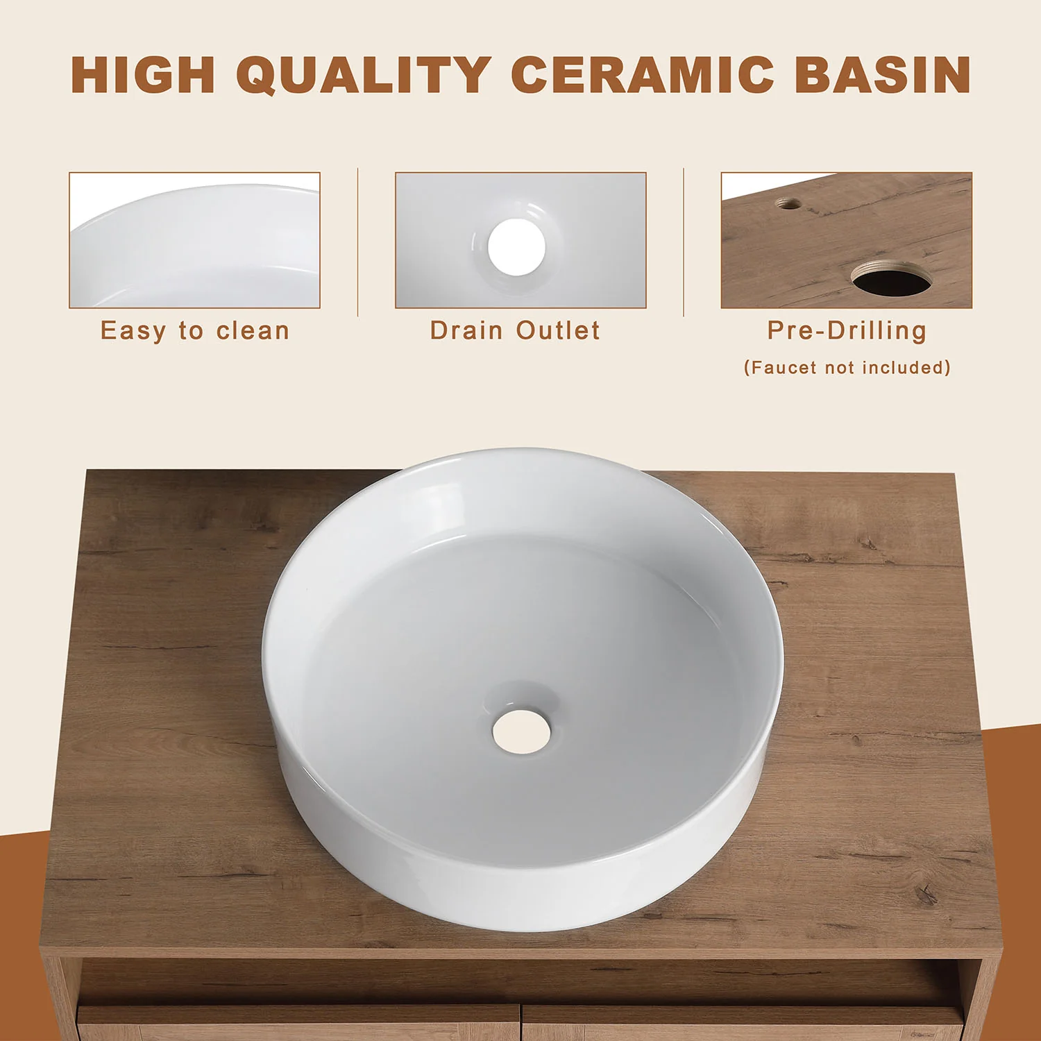 30" Floating Vanity with White Ceramic Sink and 12" Wall Storage Cabinet - Image 6