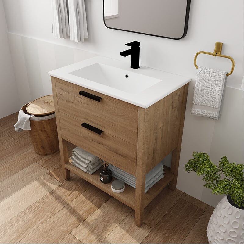 30-inch Freestanding Plywood Bathroom Vanity With Tops and 2 Drawers - Image 4