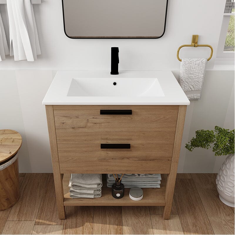 30-inch Freestanding Plywood Bathroom Vanity With Tops and 2 Drawers - Image 5