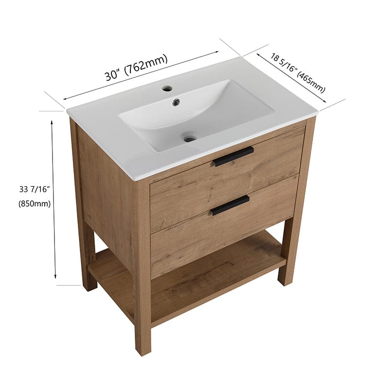 30-inch Freestanding Plywood Bathroom Vanity With Tops and 2 Drawers - Image 6