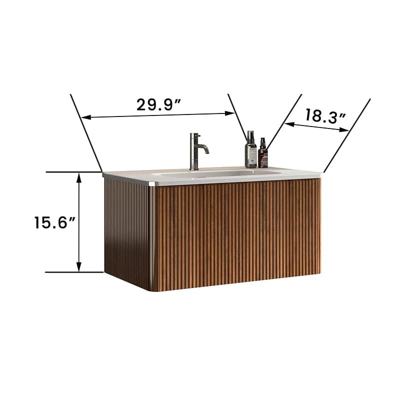 Giving Tree 30" Wooden Striped Modern Bathroom Vanity with Sink, Wall-mounted - Image 13