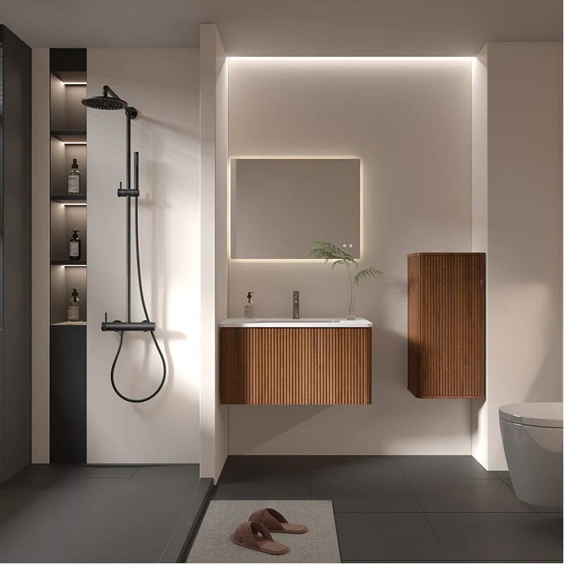 Giving Tree 30" Wooden Striped Modern Bathroom Vanity with Sink, Wall-mounted - Image 6