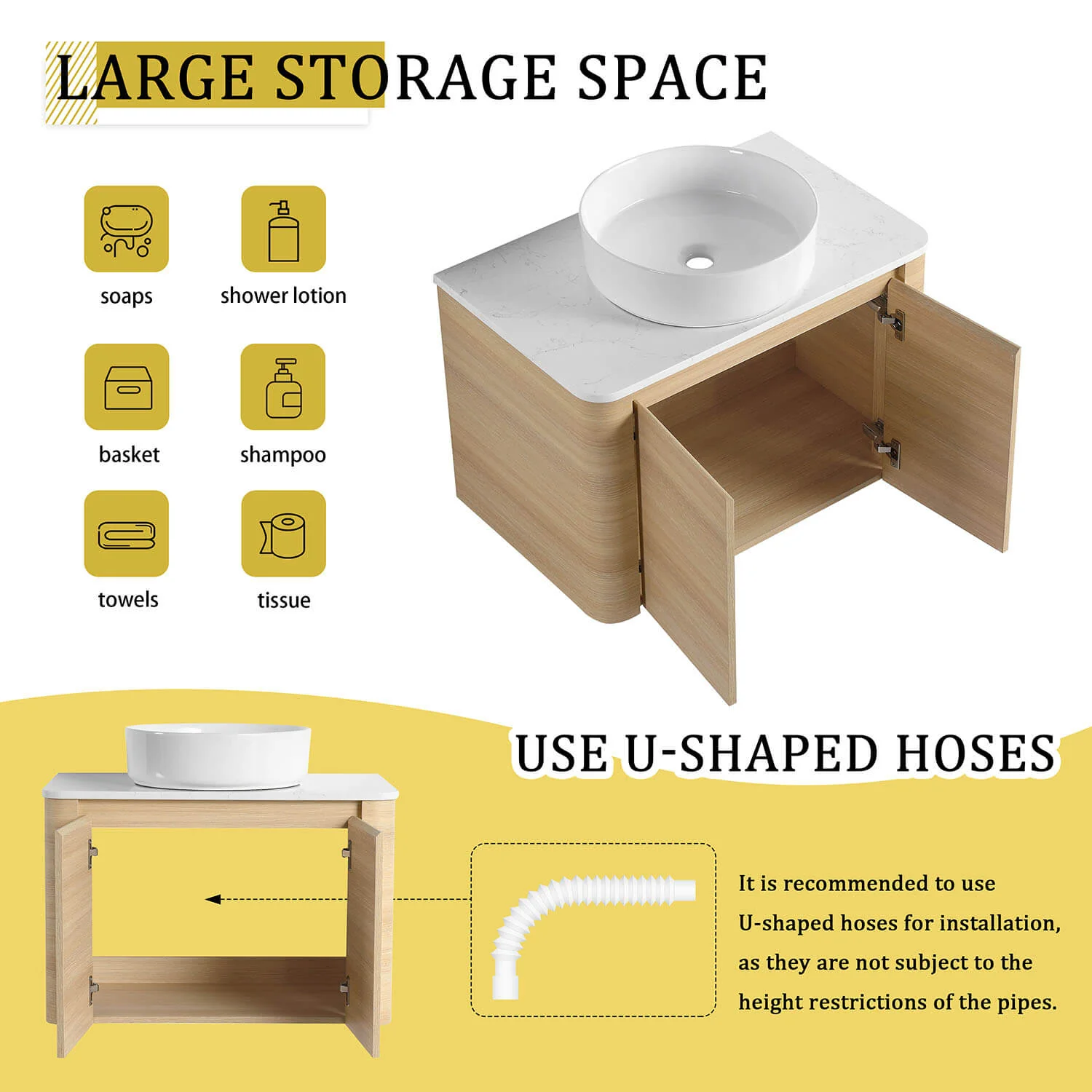 30" White Oak Bathroom Vanity with White Ceramic Vessel Sink - Image 7