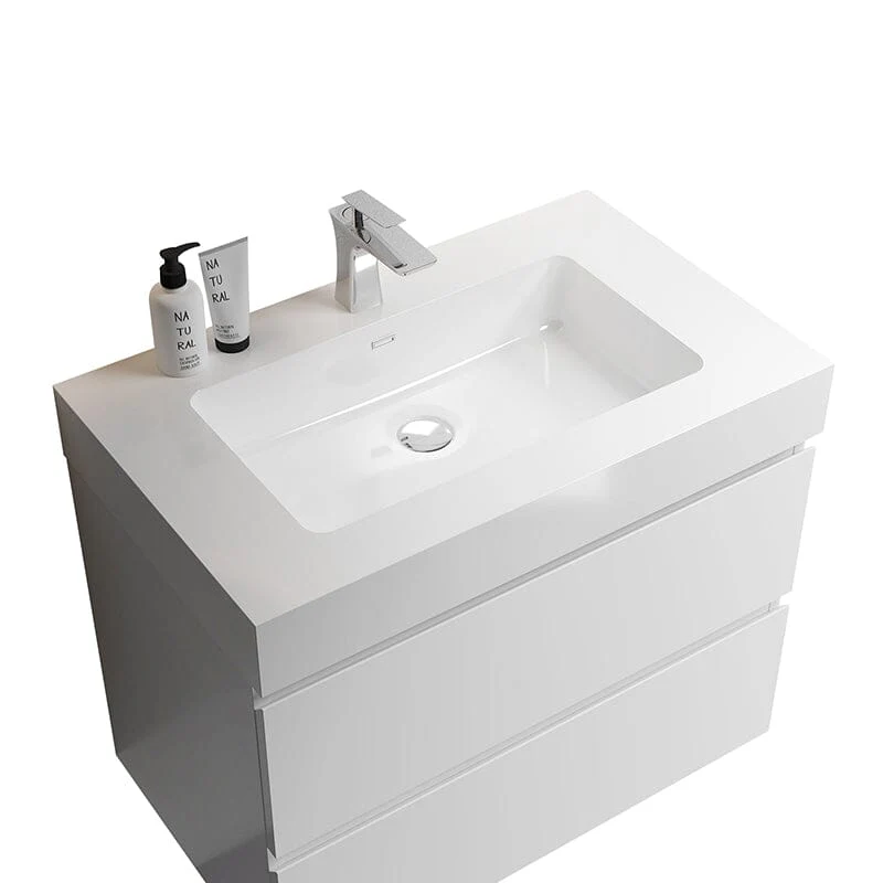30'' White Wall-Mounted Bathroom Vanity Unit - Image 5