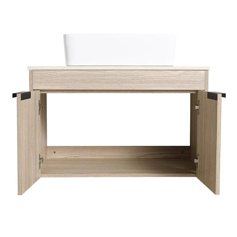 30'' Modern Design Floating Bathroom Vanity Sintered Stone Top Rectangular Ceramic Sink Set - Image 12