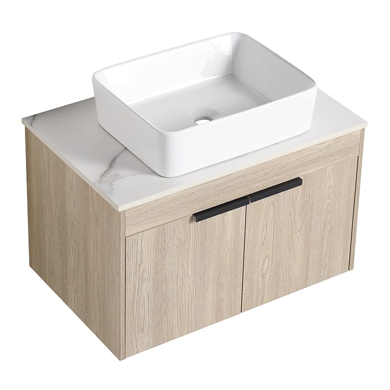 30'' Modern Design Floating Bathroom Vanity Sintered Stone Top Rectangular Ceramic Sink Set - Image 8