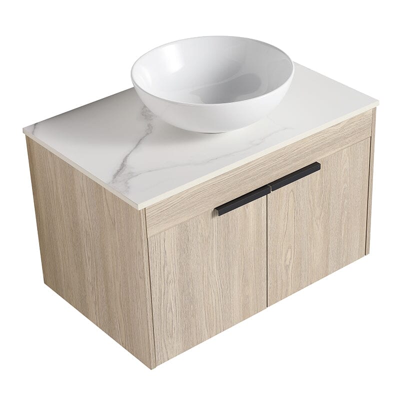 30'' Modern Design Floating Bathroom Vanity Sintered Stone Top Round Ceramic Sink Set - Image 7