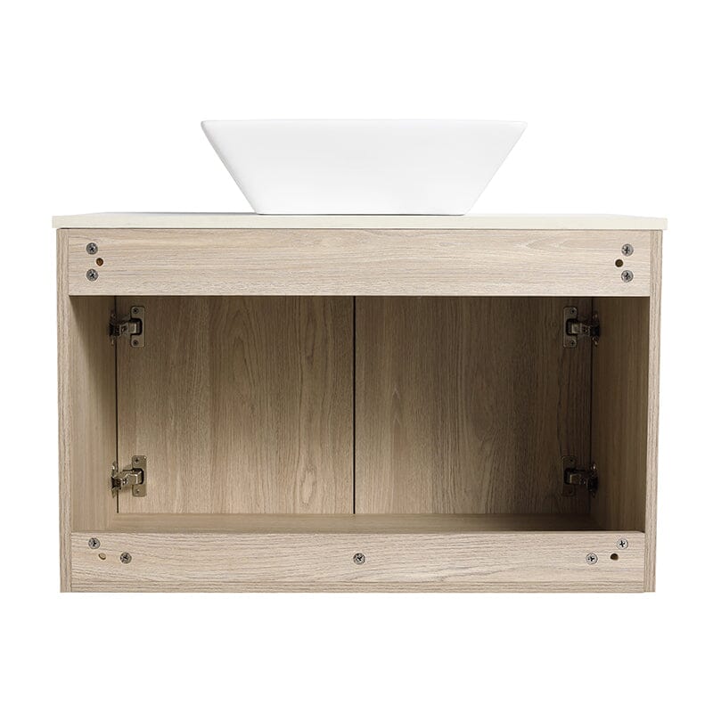 30'' Modern Design Floating Bathroom Vanity Sintered Stone Top Square Ceramic Sink - Image 12