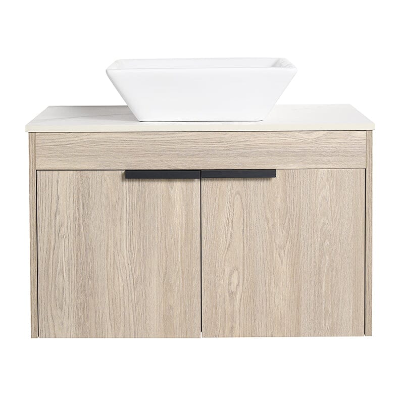 30'' Modern Design Floating Bathroom Vanity Sintered Stone Top Square Ceramic Sink - Image 8