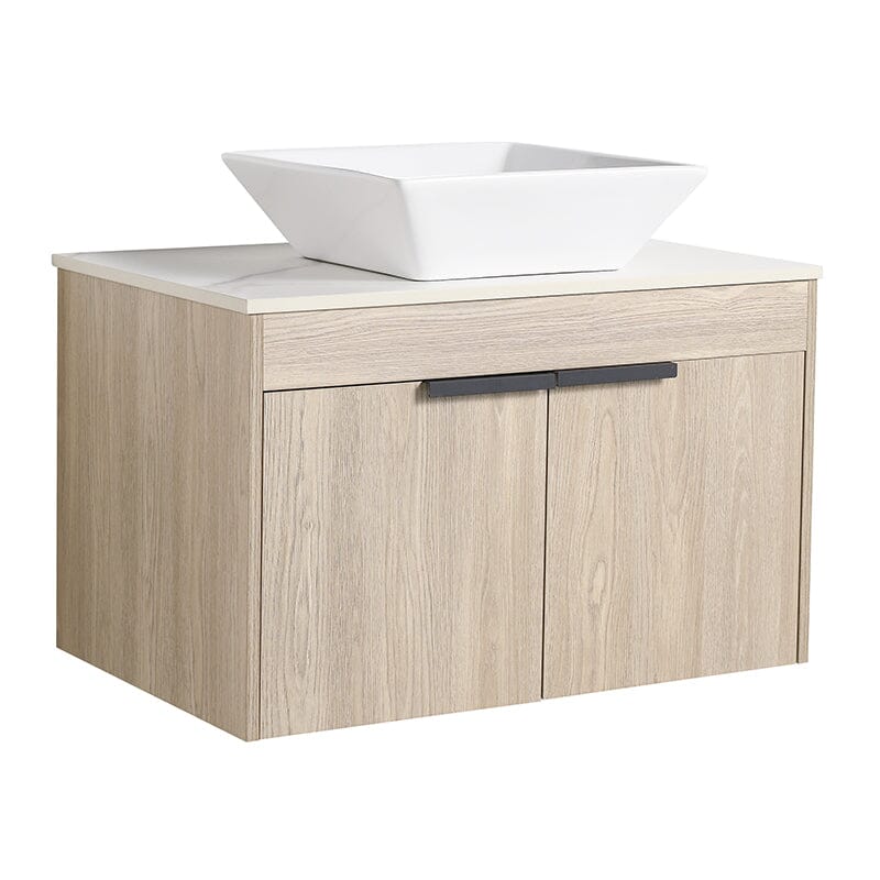 30'' Modern Design Floating Bathroom Vanity Sintered Stone Top Square Ceramic Sink - Image 9