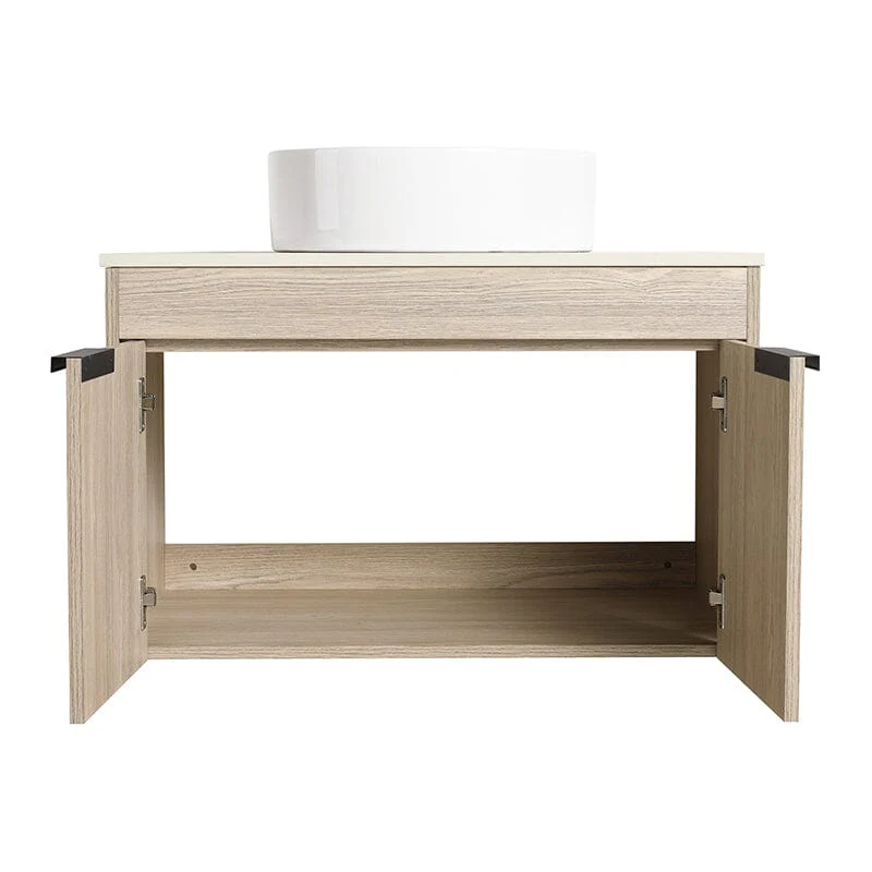 30'' Modern Design Floating Bathroom Vanity Sintered Stone Top Round Ceramic Sink - Image 11