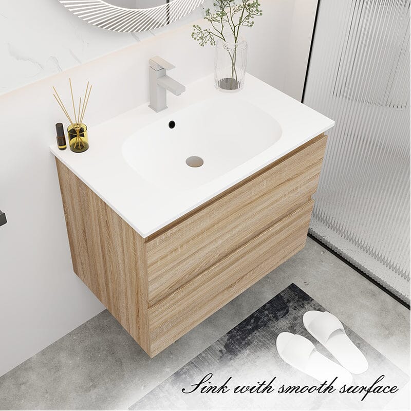30'' Modern Floating Bathroom Vanity Single Ceramic Sink with Drawers - Image 21