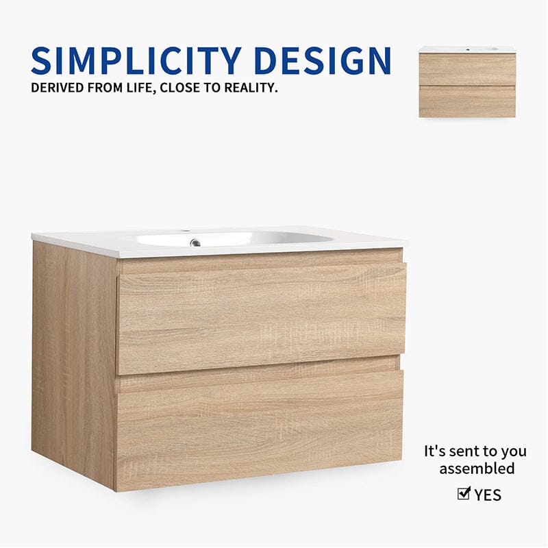 30'' Modern Floating Bathroom Vanity Single Ceramic Sink with Drawers - Image 24