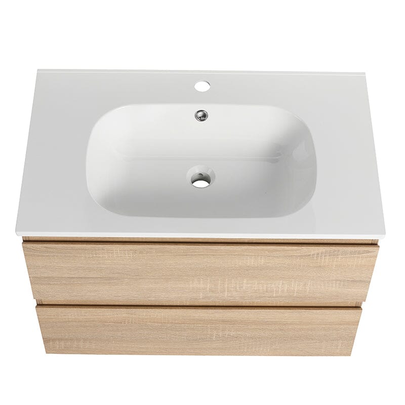 30'' Modern Floating Bathroom Vanity Single Ceramic Sink with Drawers - Image 32