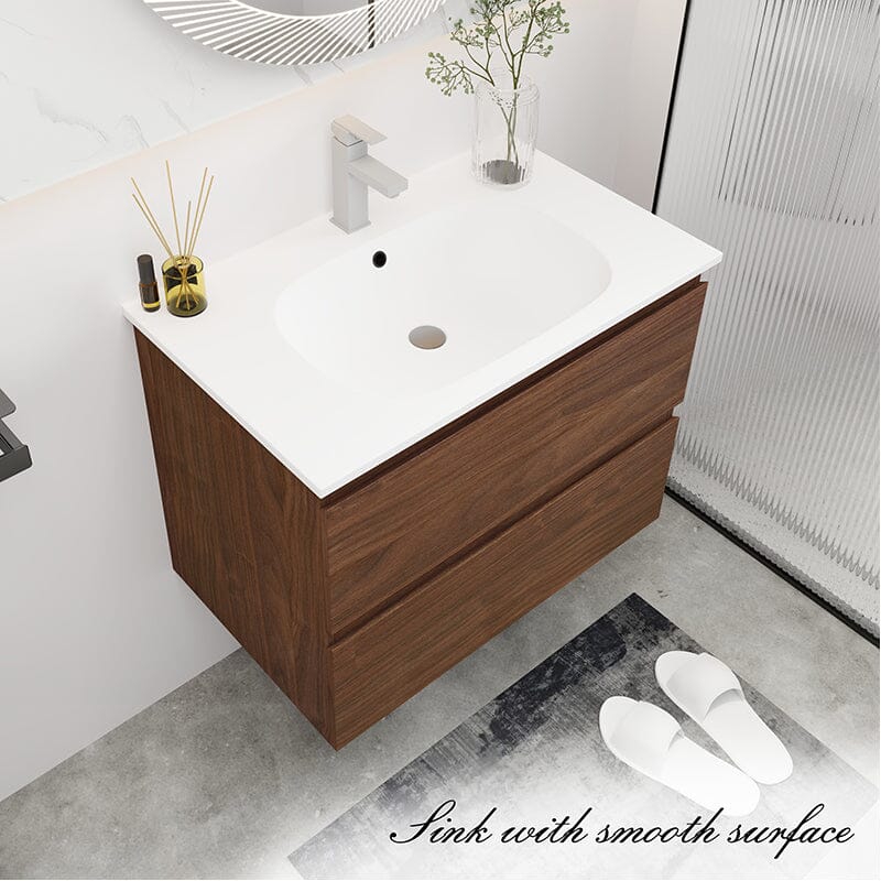 30'' Modern Floating Bathroom Vanity Single Ceramic Sink with Drawers - Image 5