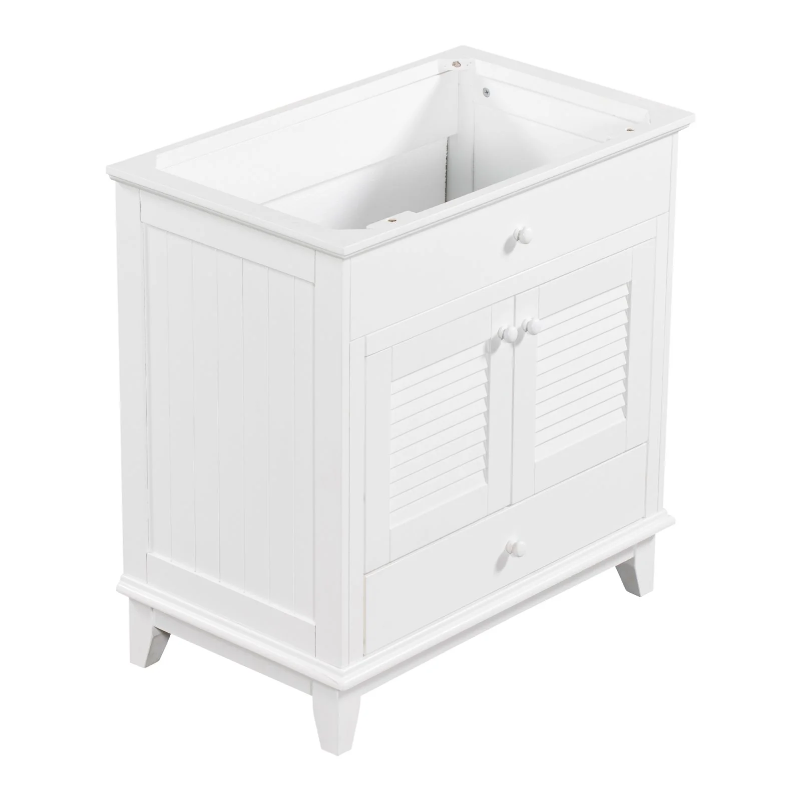 30" Wood Double Doors Bathroom Vanity,  White Spacious Drawer Standalone Cabinet - Image 16