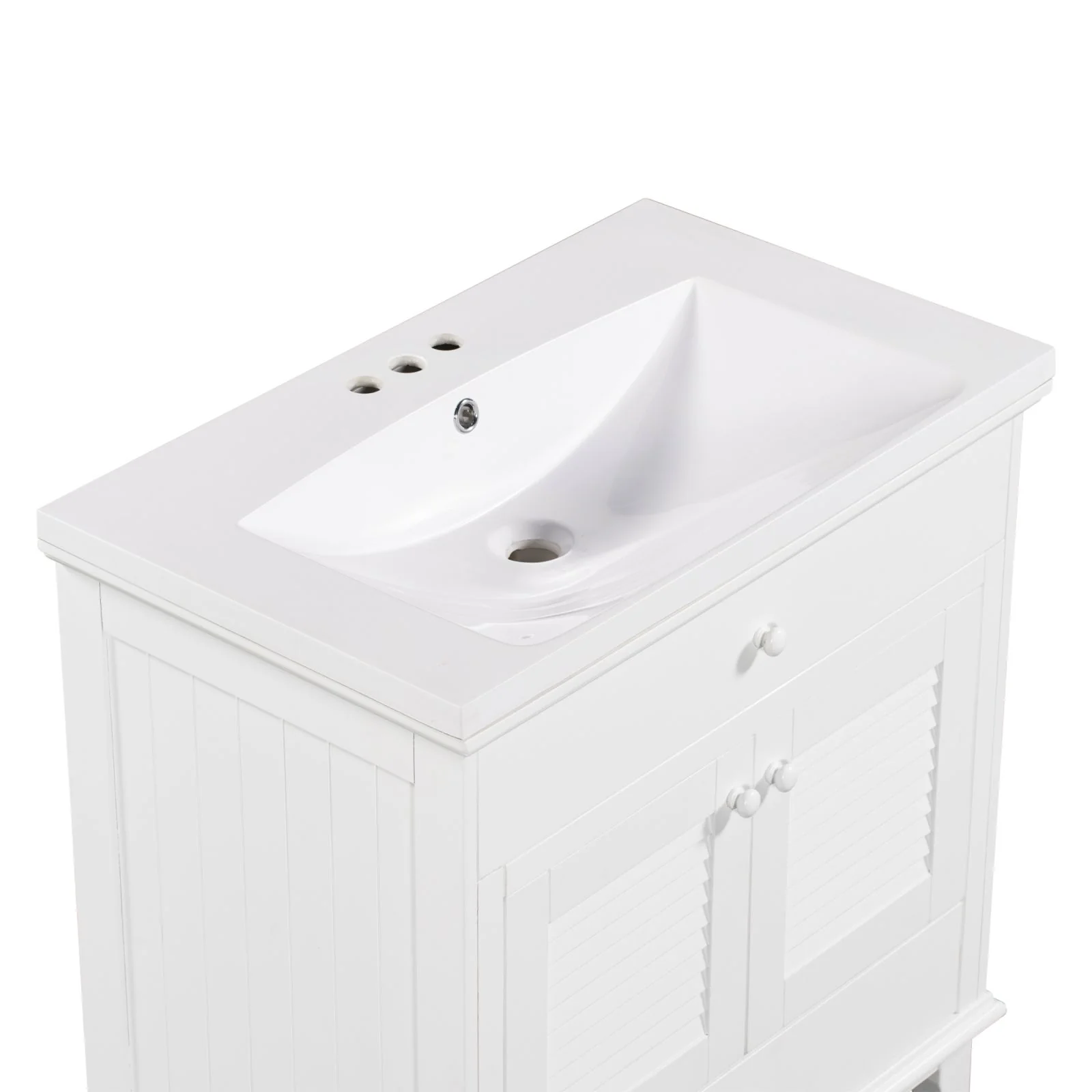 30" Wood Double Doors Bathroom Vanity,  White Spacious Drawer Standalone Cabinet - Image 5