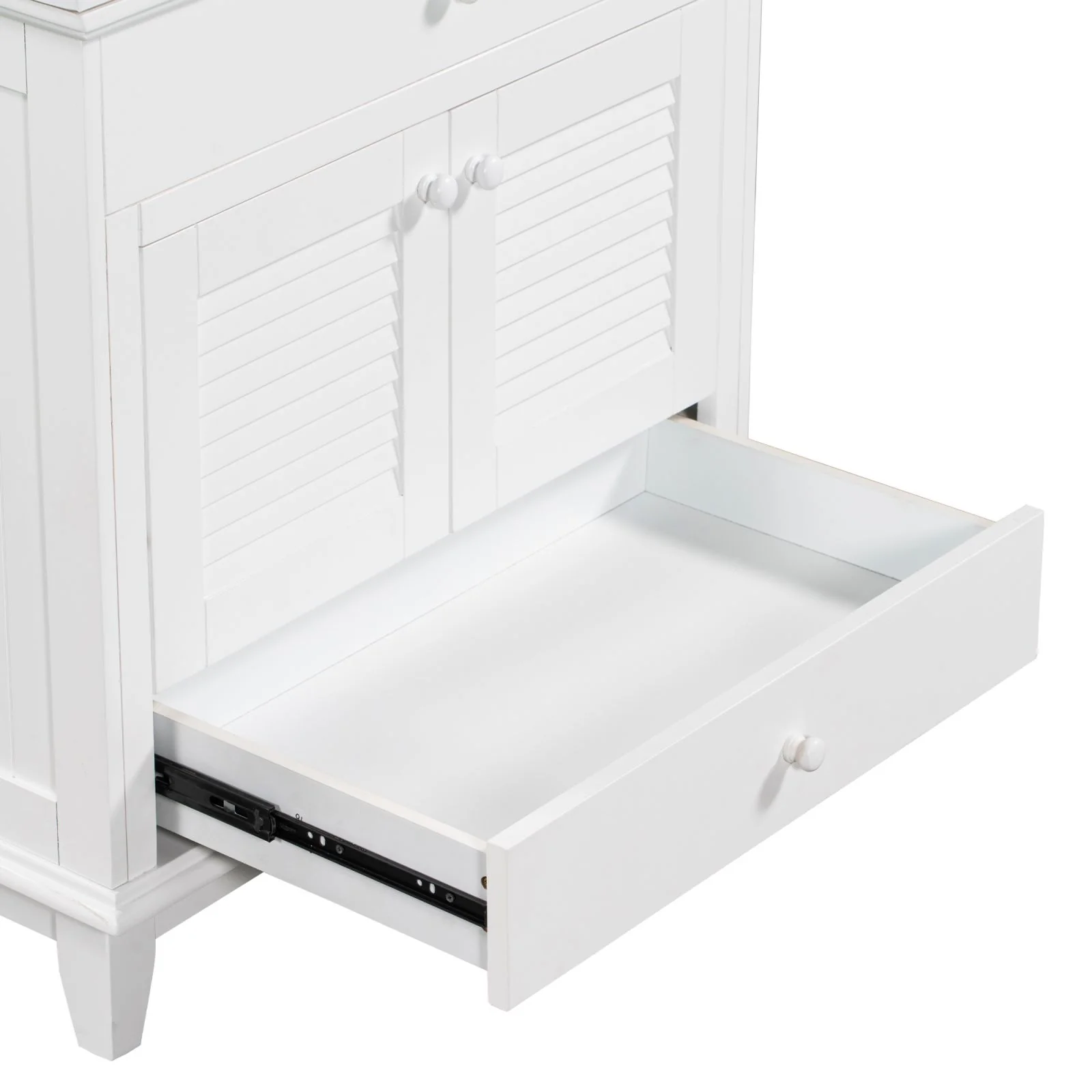 30" Wood Double Doors Bathroom Vanity,  White Spacious Drawer Standalone Cabinet - Image 7