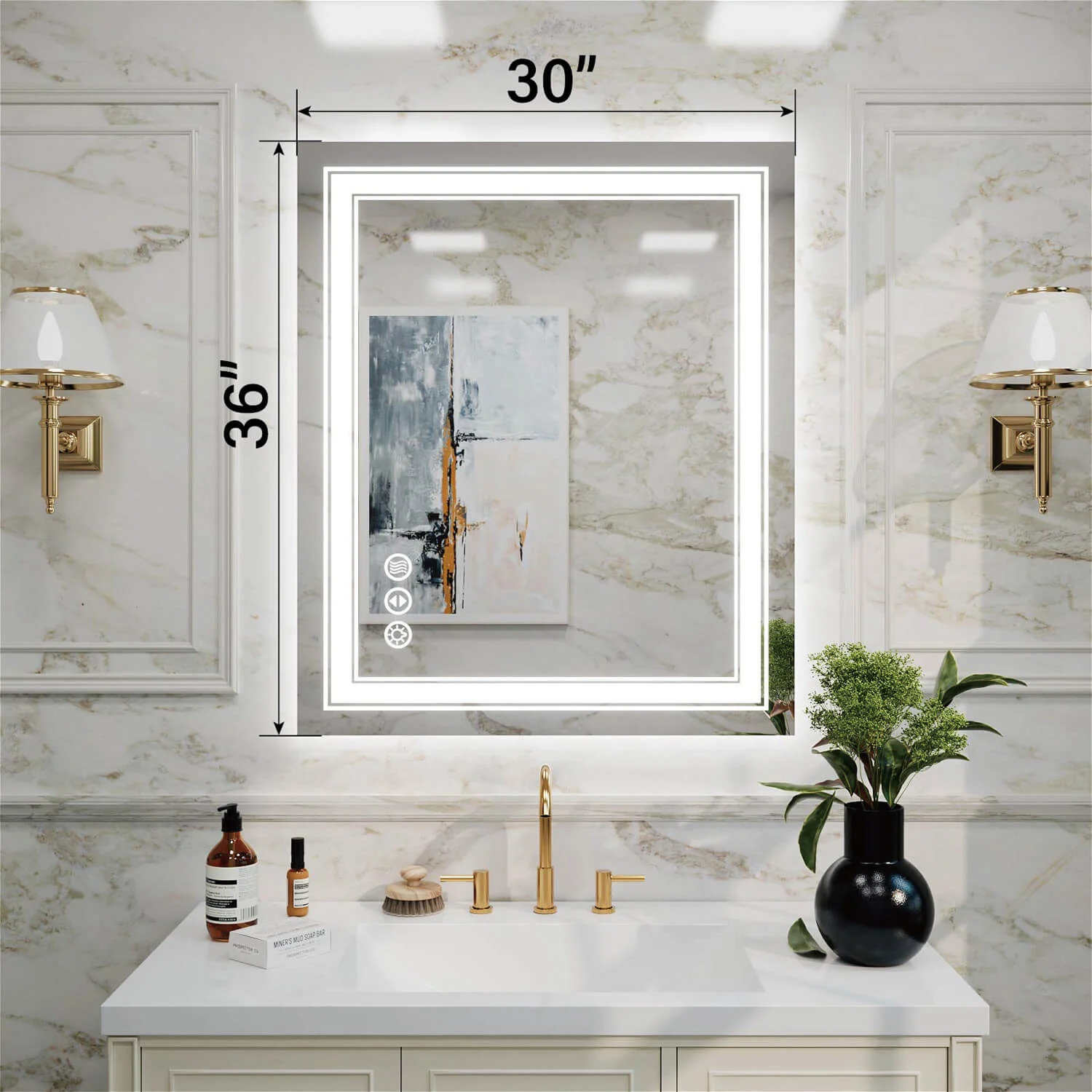 30"x36" LED Bathroom Mirror Anti-Fog Shatterproof ETL Certified - Image 4