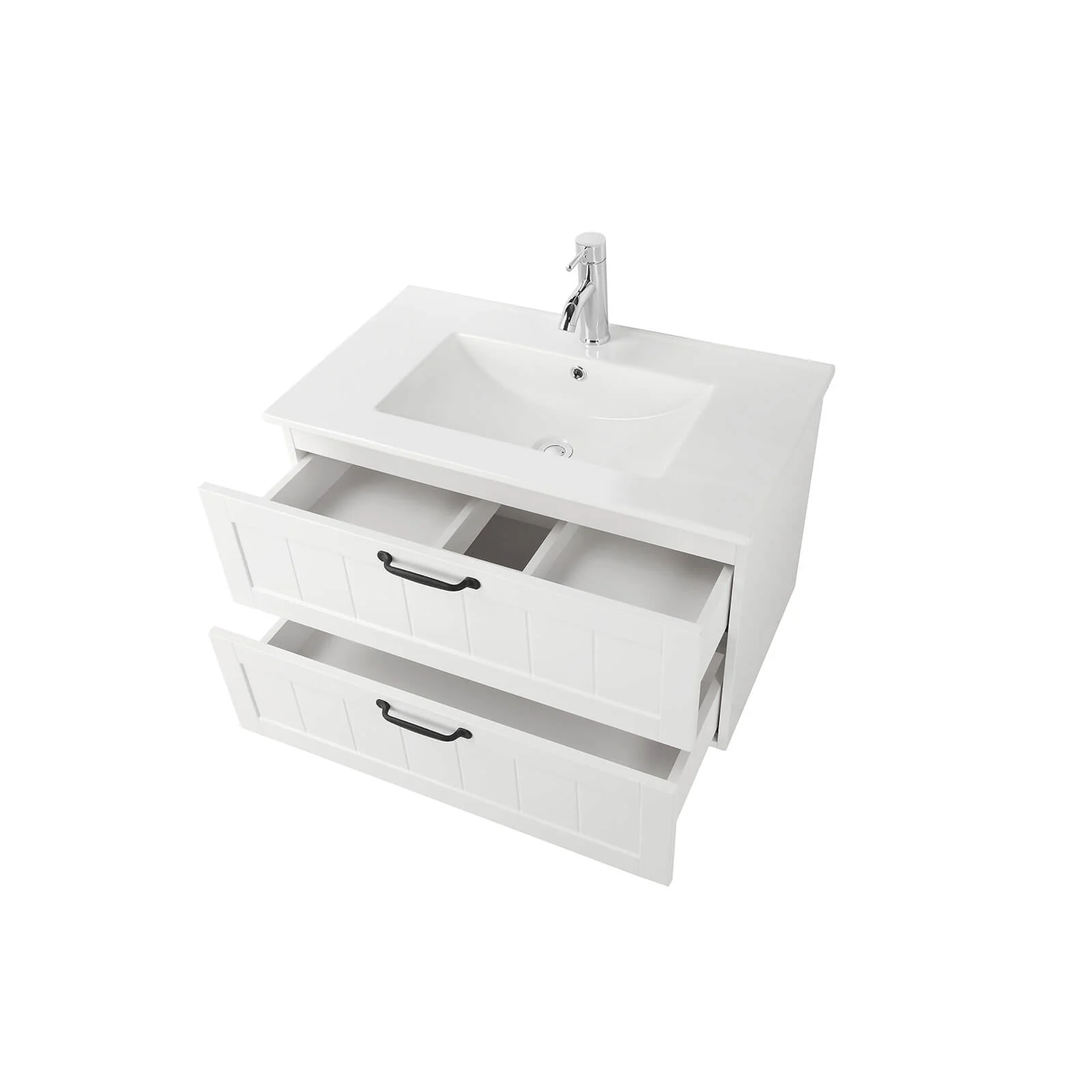 32" Wall-Mounted Bathroom Vanity with Decorative Drawer Panels - Image 6