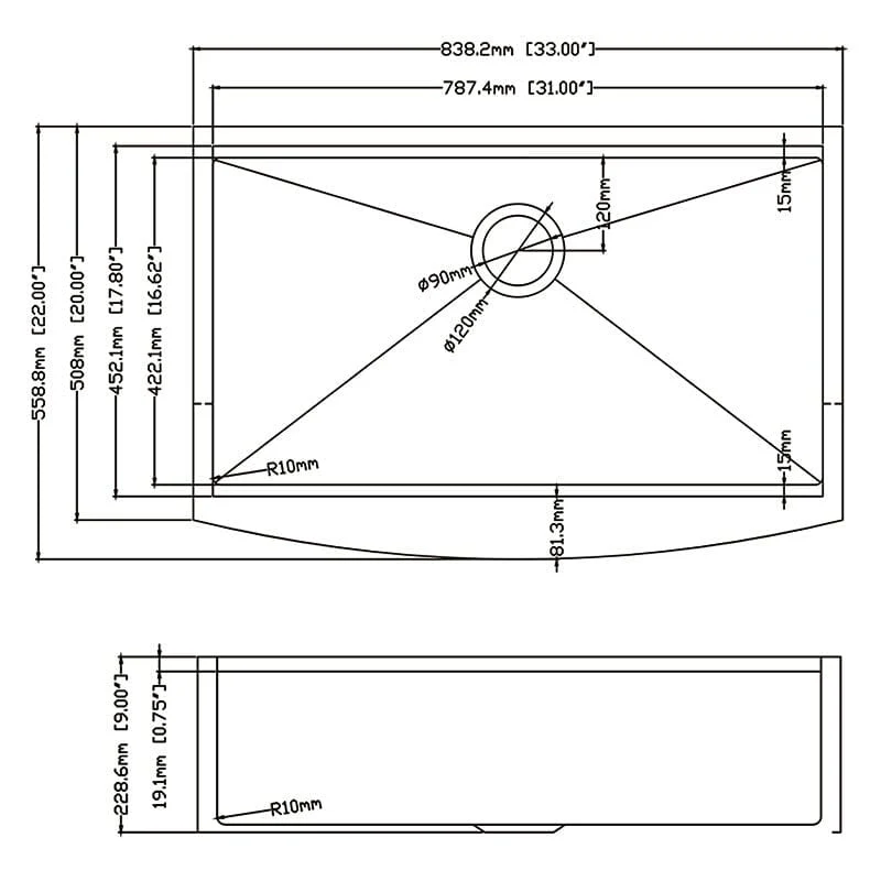 33'' x 22'' Farmhouse Single Bowl Stainless Steel Workstation Kitchen Sink 18 Gauge - Image 10