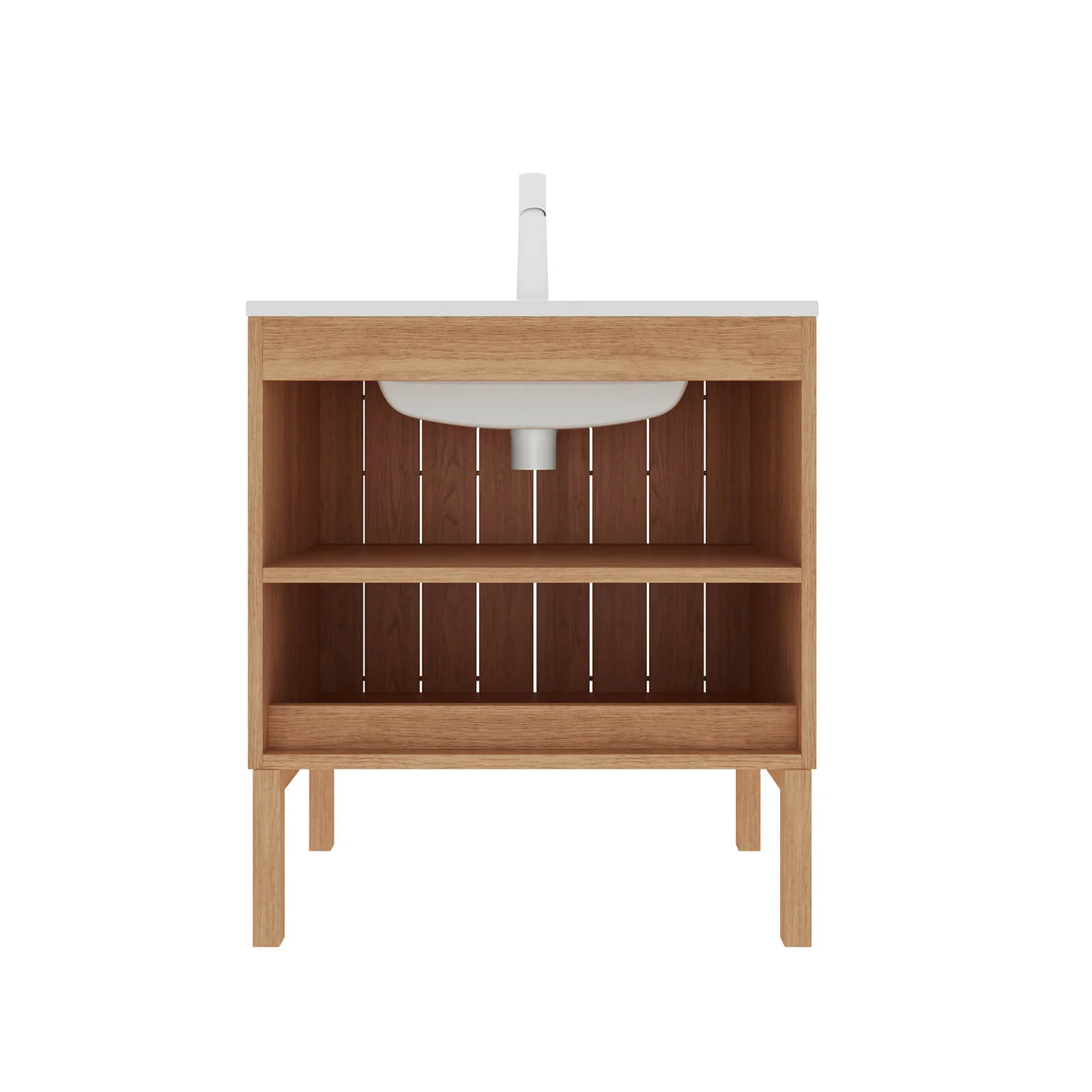 36" Freestanding Bathroom Vanity with Natural Wood-Grain Panels - Image 10