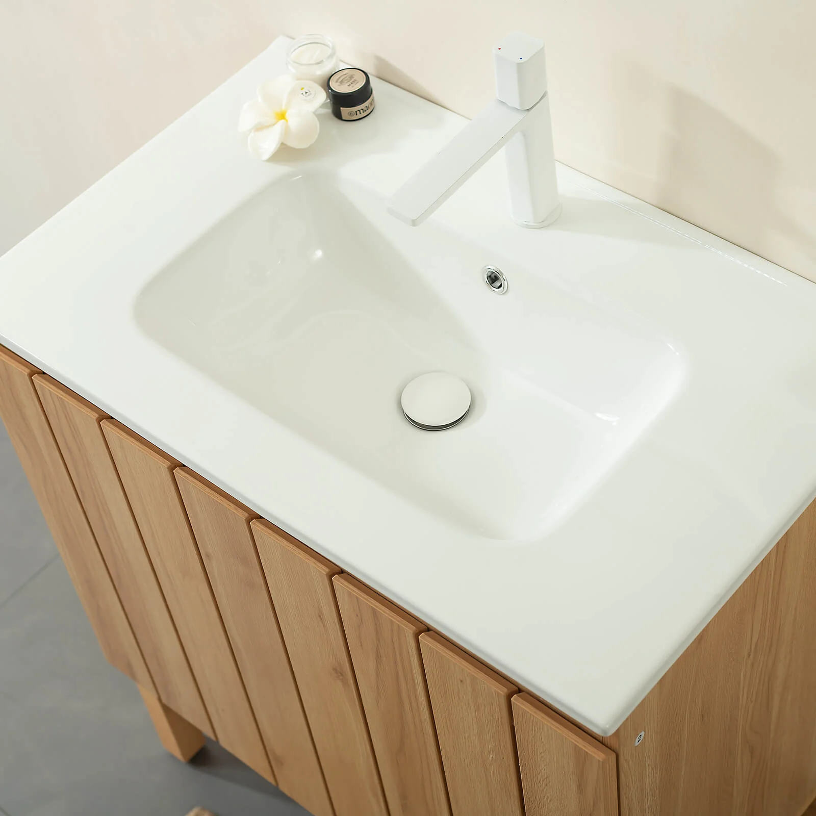 36" Freestanding Bathroom Vanity with Natural Wood-Grain Panels - Image 5