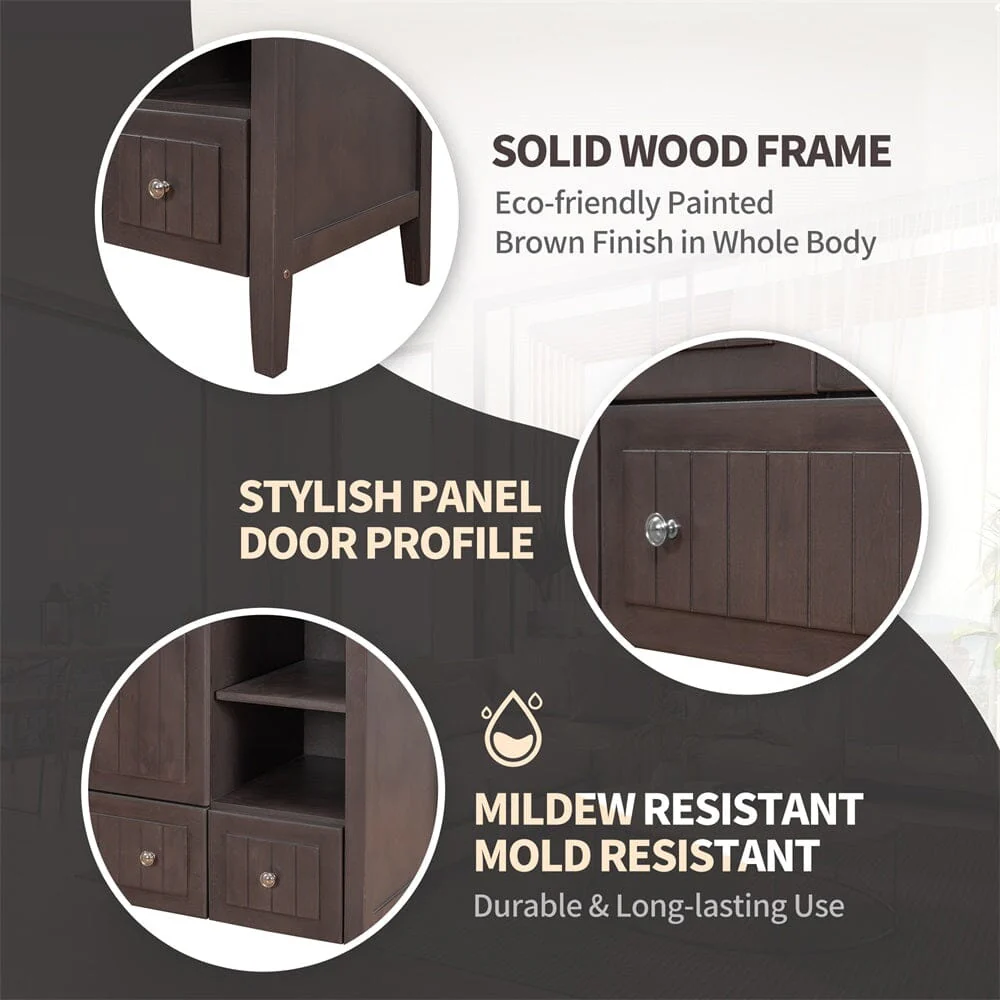 36" Brown Bathroom Vanity with Ceramic Basin - Image 11