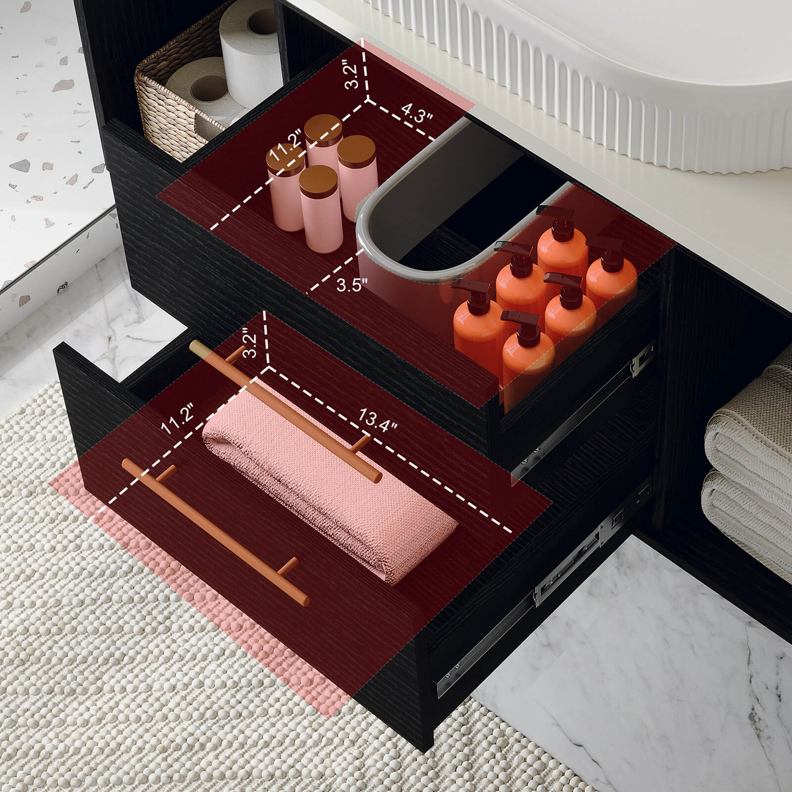 40" Wall-Mounted Vanity with White Oval Vessel Sink - Image 9