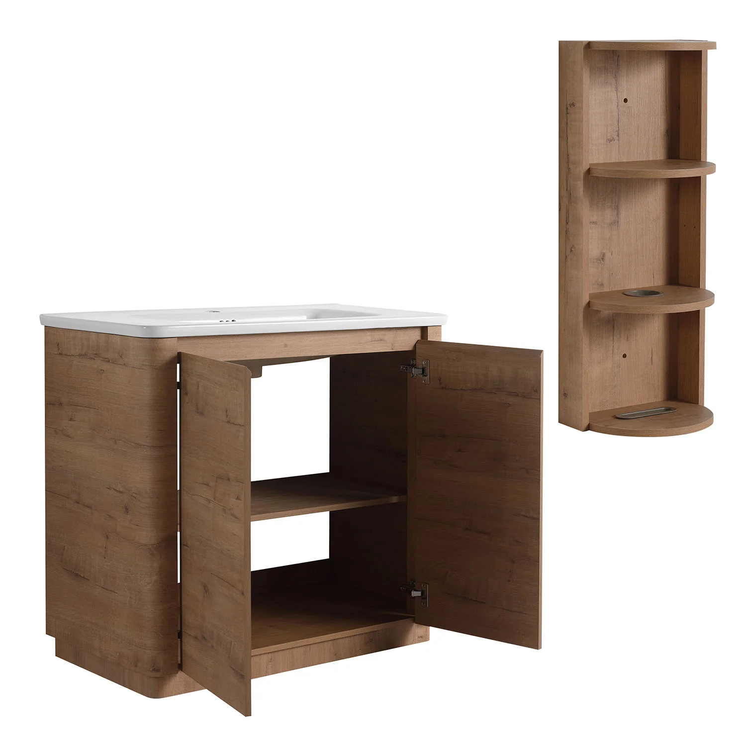 40" Freestanding Bathroom Vanity with White Ceramic Sink and 12" Wall Storage Cabinet - Image 5