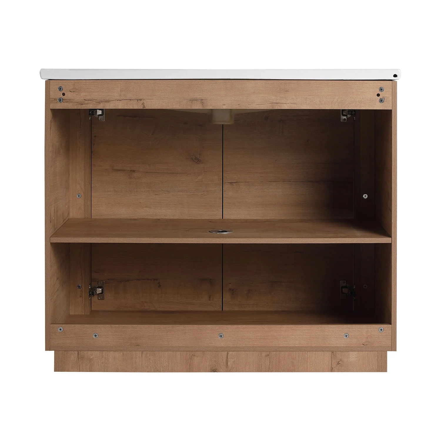 40" White Oak Freestanding Bathroom Vanity with White Ceramic Sink - Image 5