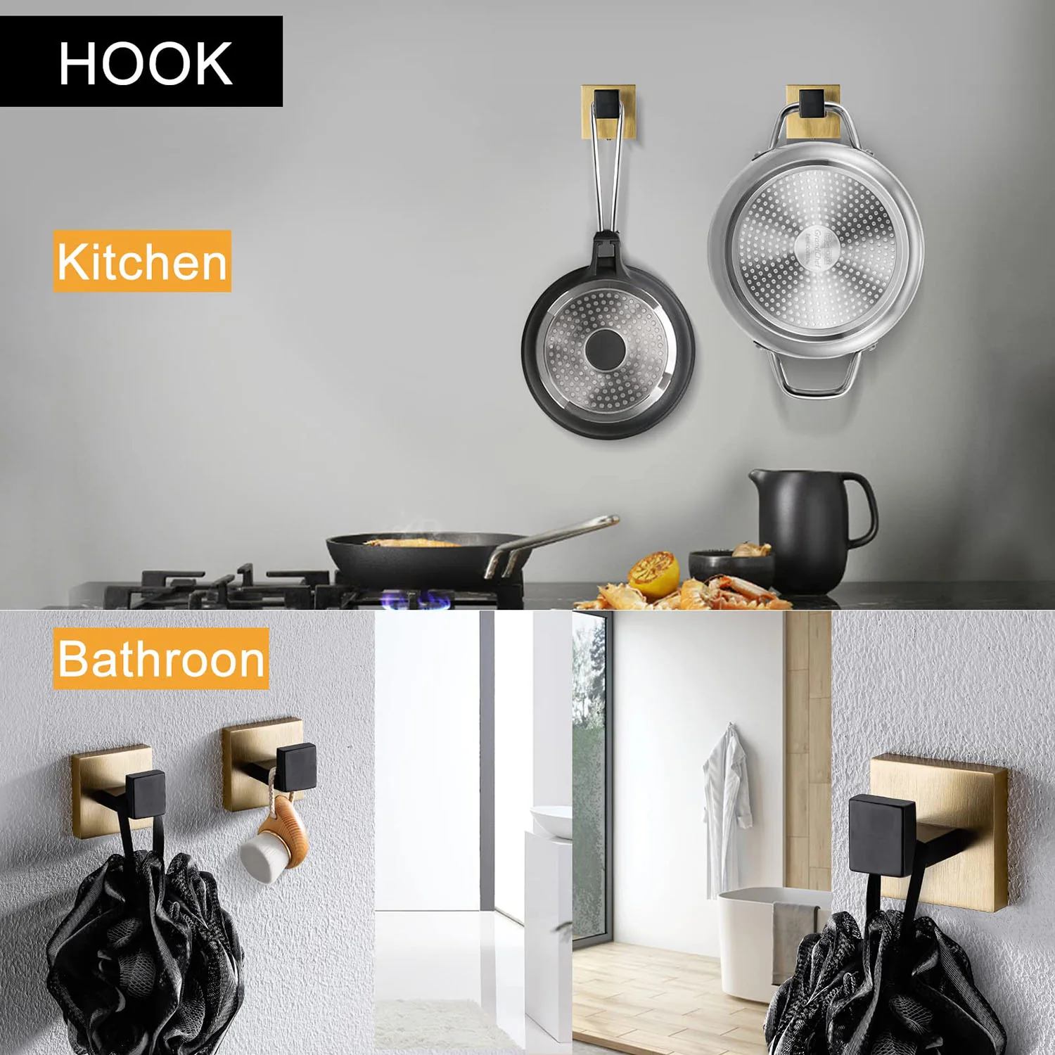 5-Piece Black & Gold Stainless Steel Bathroom Hardware Set - Image 4