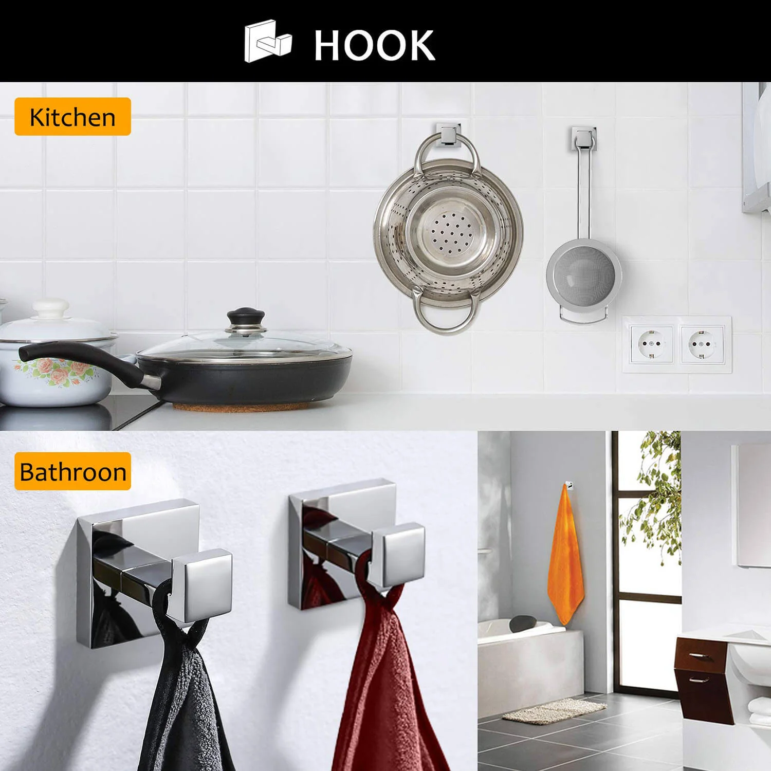 5-Piece Chrome Stainless Steel Bathroom Hardware Set - Image 4