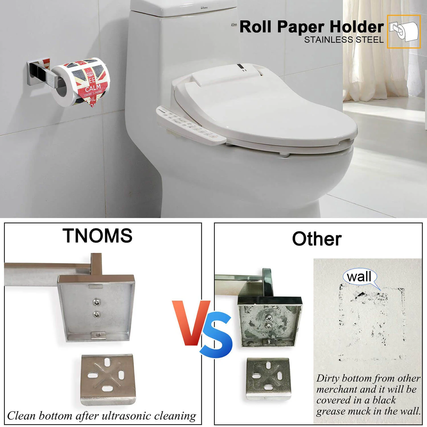 5-Piece Chrome Stainless Steel Bathroom Hardware Set - Image 5