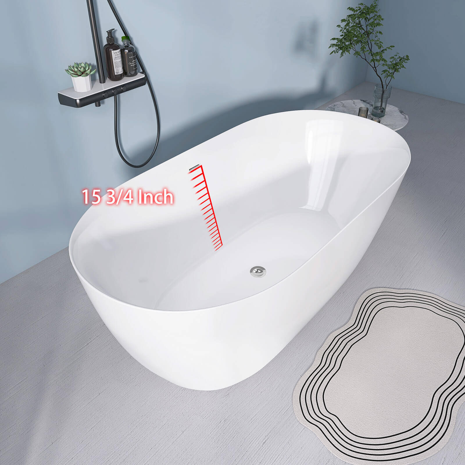 51" Acrylic Freestanding Soaking Tub - Image 6
