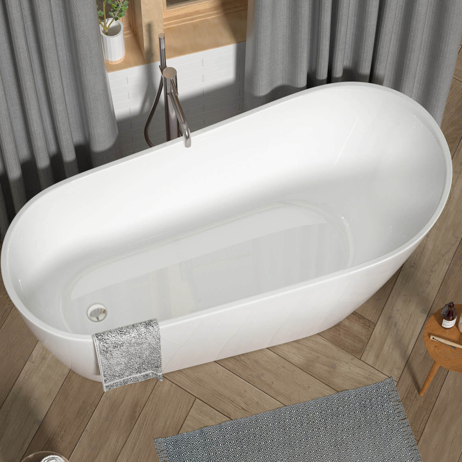 54" Acrylic Slipper Freestanding Bathtub - Image 3