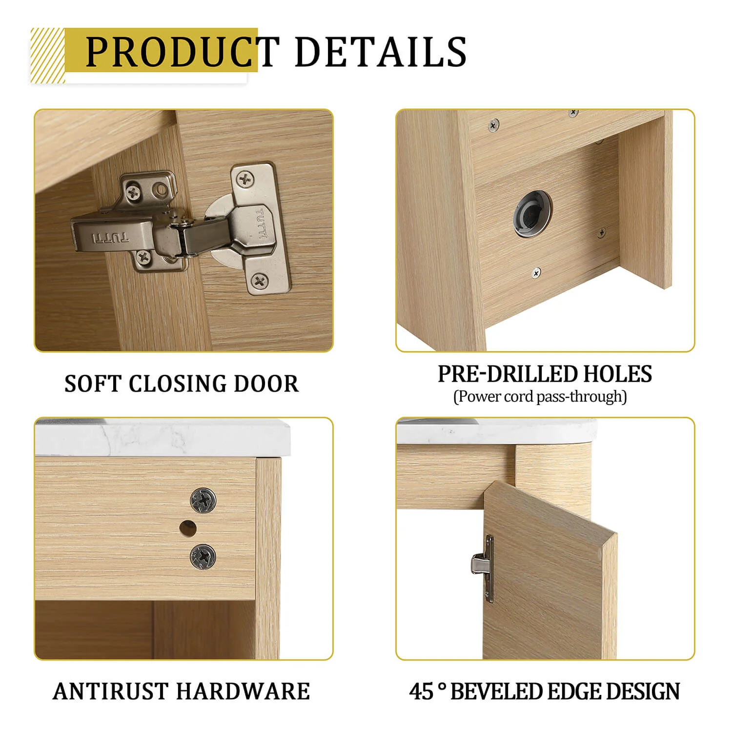 60" White Oak Bathroom Vanity with Double White Ceramic Sink and Open Shelves - Image 9