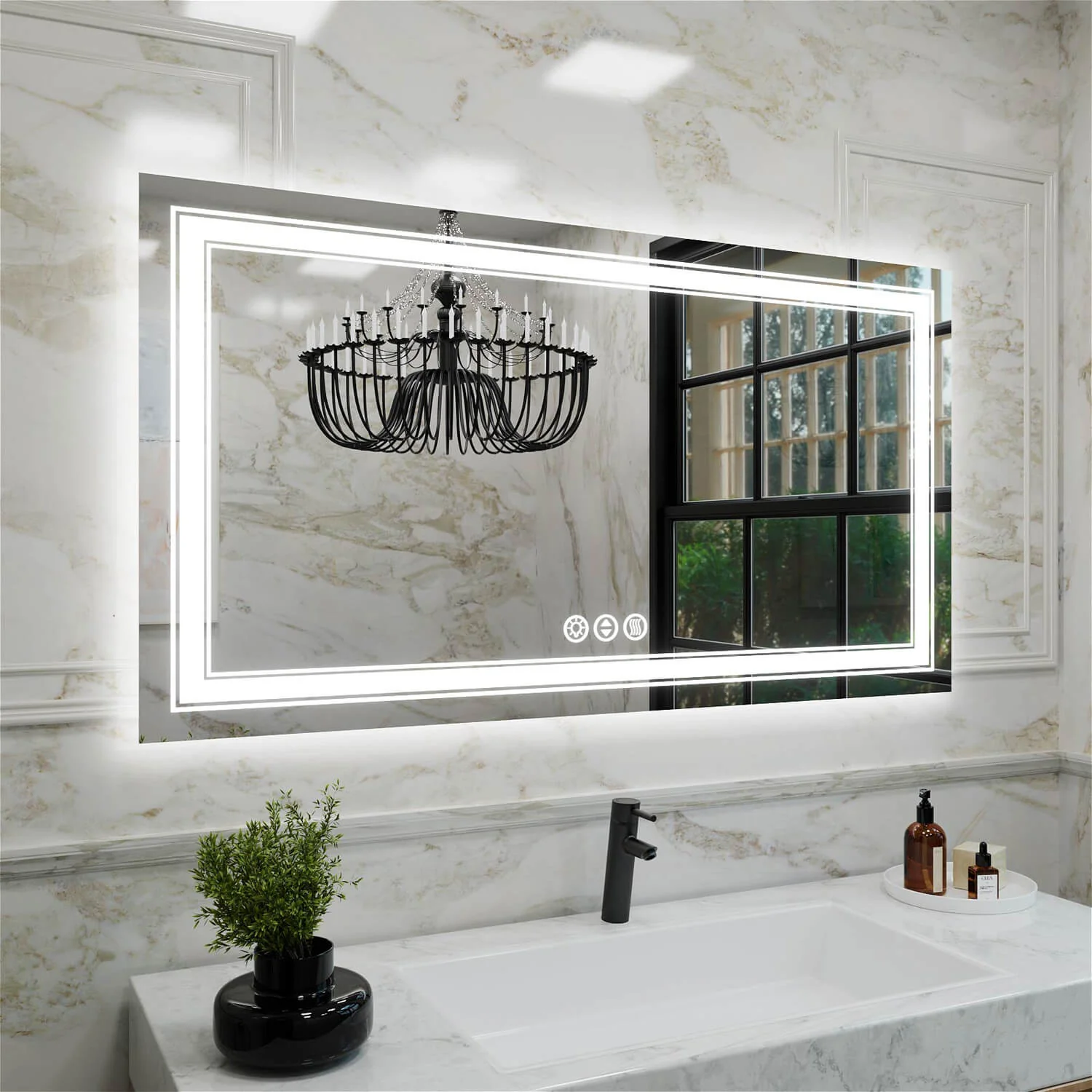 55"x30" LED Bathroom Mirror Anti-Fog Shatterproof ETL Certified - Image 3