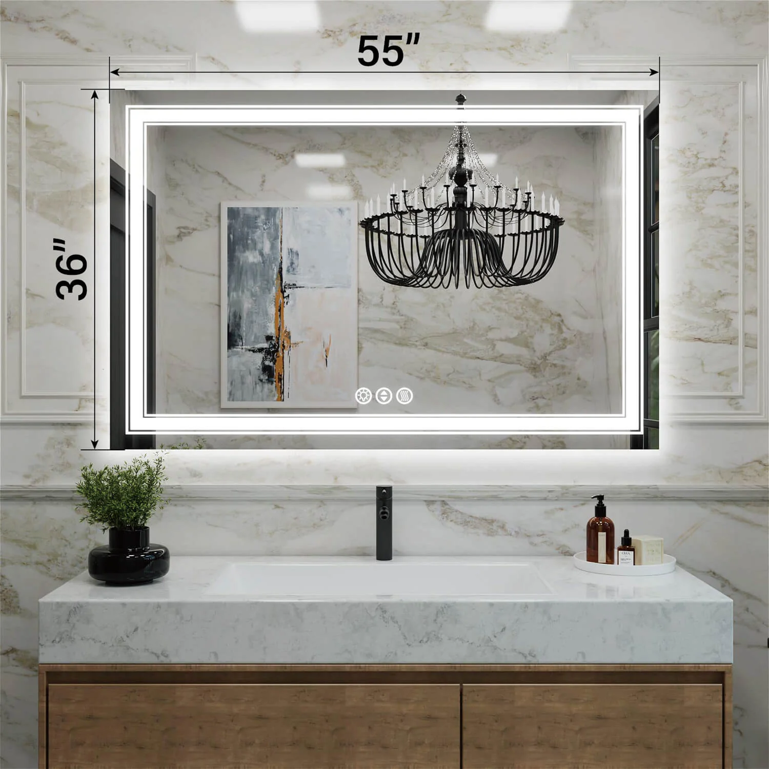 55"x36" LED Bathroom Mirror Anti-Fog Shatterproof ETL Certified - Image 4