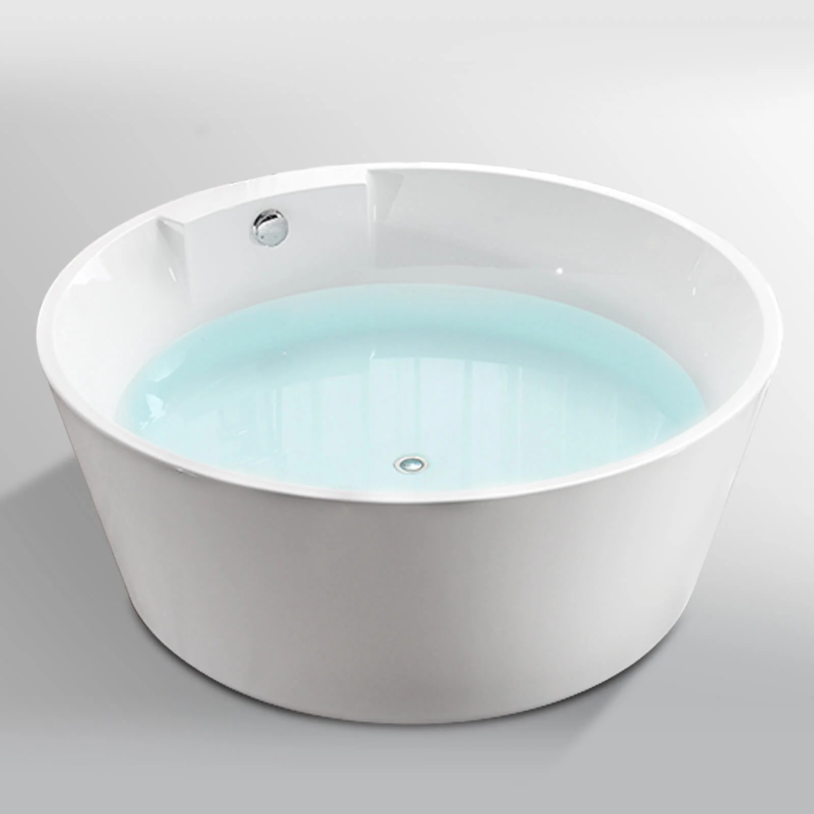 57" Large Round Bathtub with Reclined Backrest Design - Image 6