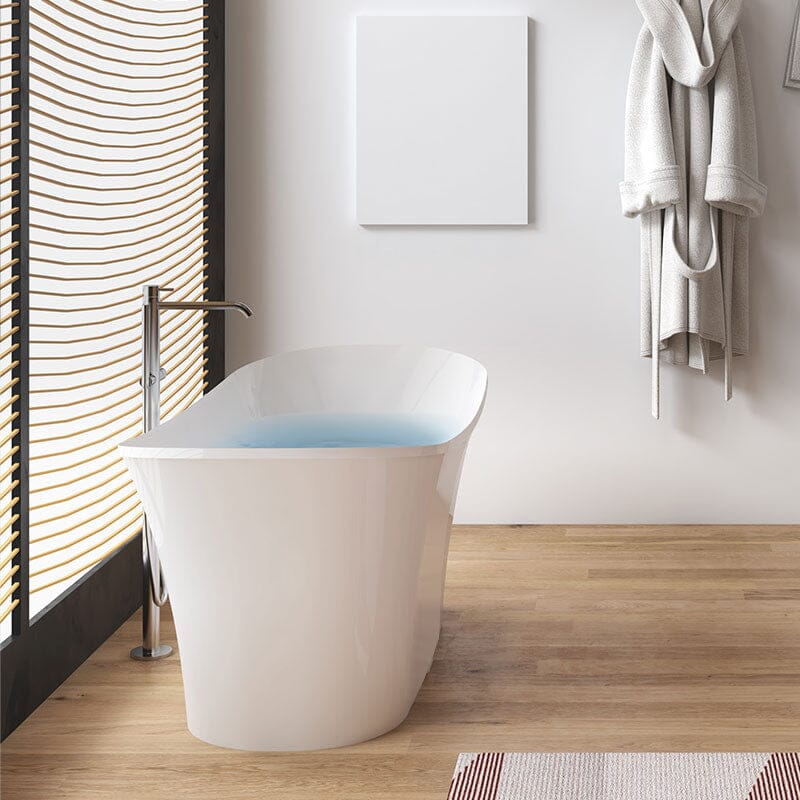 Giving Tree 59'' Acrylic Curve Shape Freestanding Bathtub Japanese Soaking Tub - Image 3