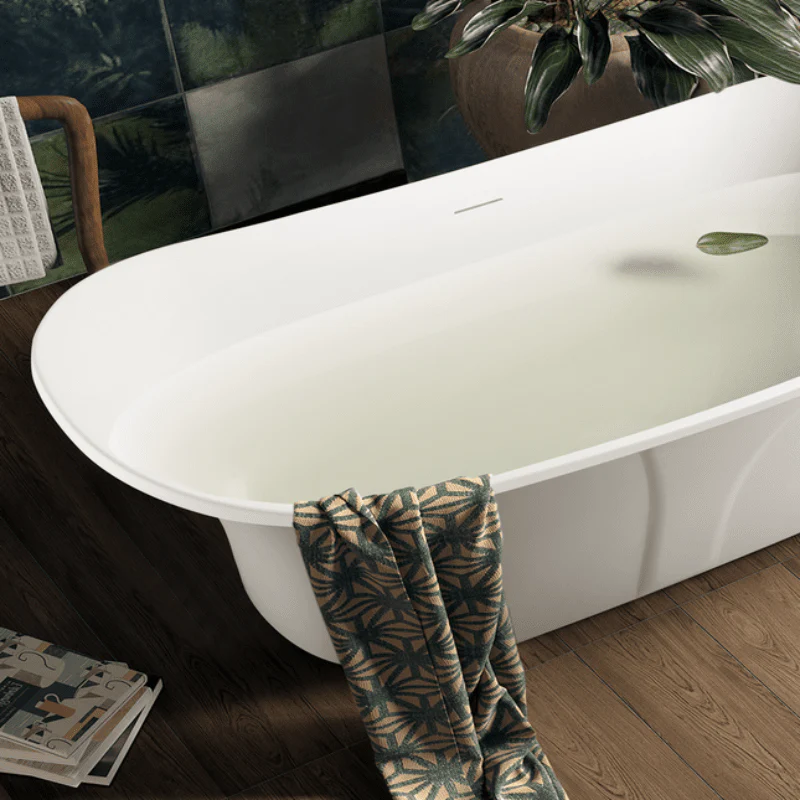 Giving Tree 59'' Acrylic Curve Shape Freestanding Bathtub Japanese Soaking Tub - Image 6