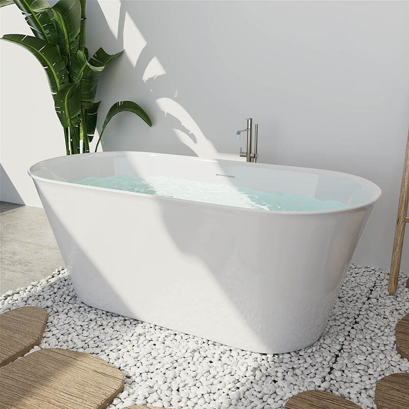 Mokleba 59'' Acrylic Double Ended Flat Freestanding Soaking Tub - Image 3