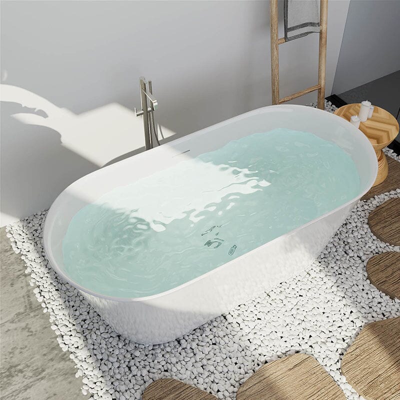 Mokleba 59'' Acrylic Double Ended Flat Freestanding Soaking Tub - Image 5