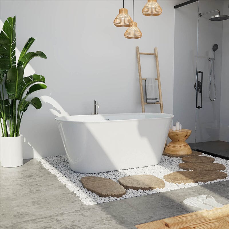 Mokleba 59'' Acrylic Double Ended Flat Freestanding Soaking Tub - Image 6