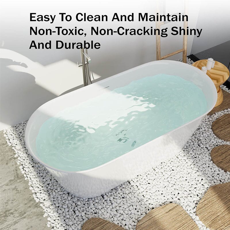 Mokleba 59'' Acrylic Double Ended Flat Freestanding Soaking Tub - Image 7