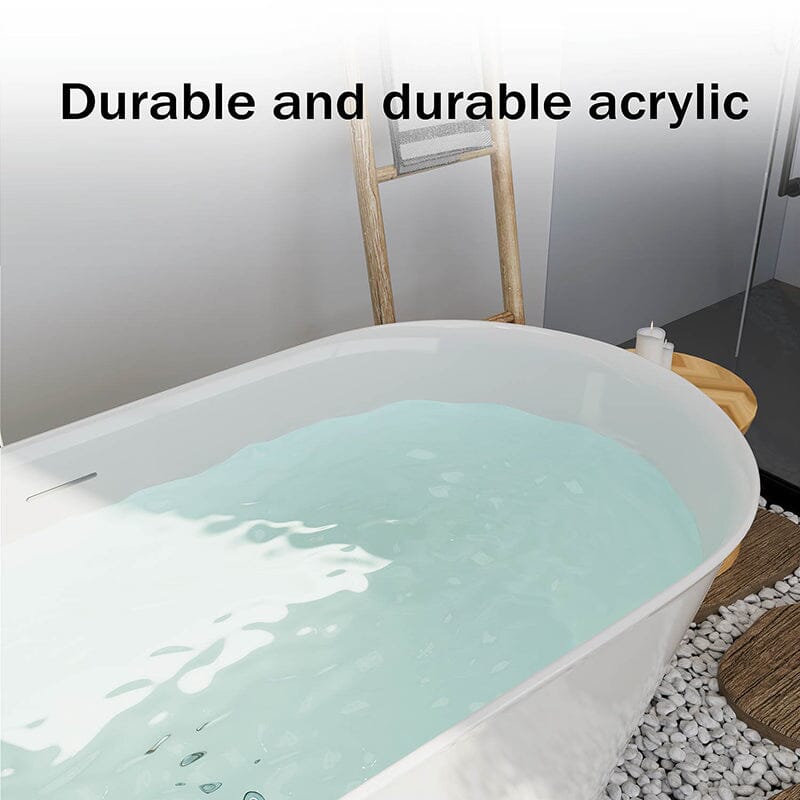 Mokleba 59'' Acrylic Double Ended Flat Freestanding Soaking Tub - Image 8