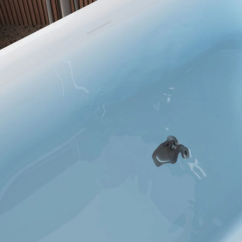 59'' Acrylic Flatbottom Double Ended Oval Freestanding Soaking Bathtub in White - Image 8