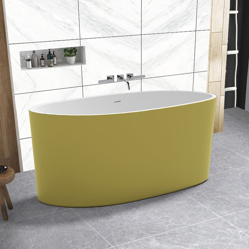 Mokleba 59" Acrylic Modern Bathtub Oval Shape Freestanding Soaking Tub - Image 13