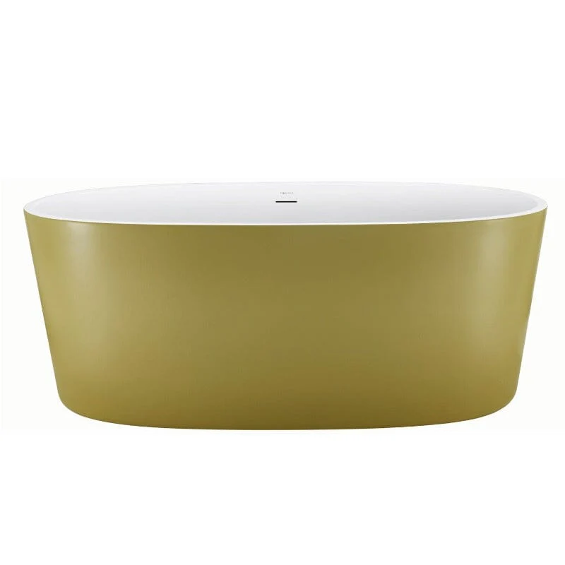 Mokleba 59" Acrylic Modern Bathtub Oval Shape Freestanding Soaking Tub - Image 14